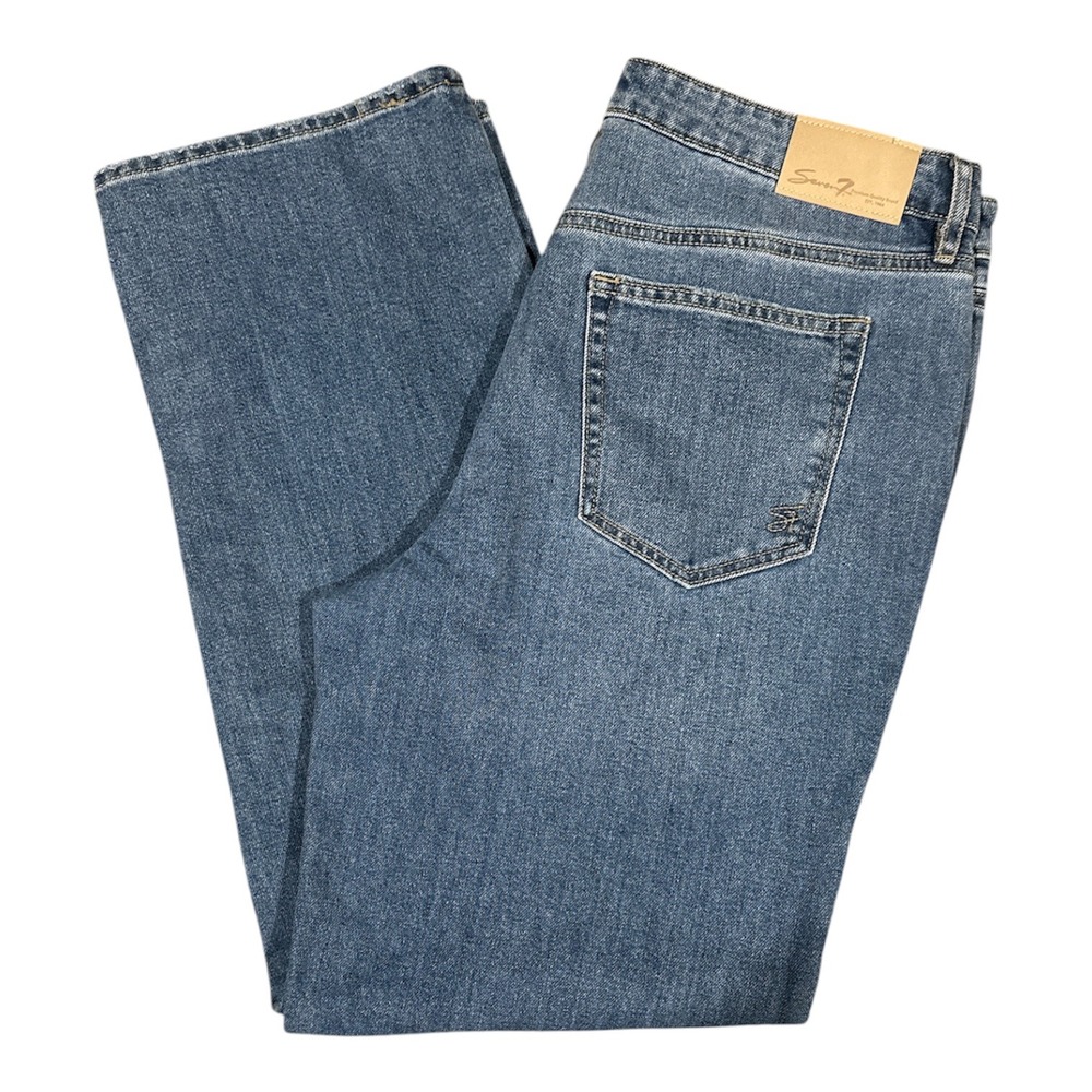 Seven7 Premium Brand Women Loose Straight‎ Leg Jeans Medium Wash Blue Size 10